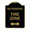 Signmission Fire Zone W/ Bidirectional Arrow, Black & Gold Aluminum Architectural Sign, 18" x 24", BG-1824-23969 A-DES-BG-1824-23969 - alternate 1